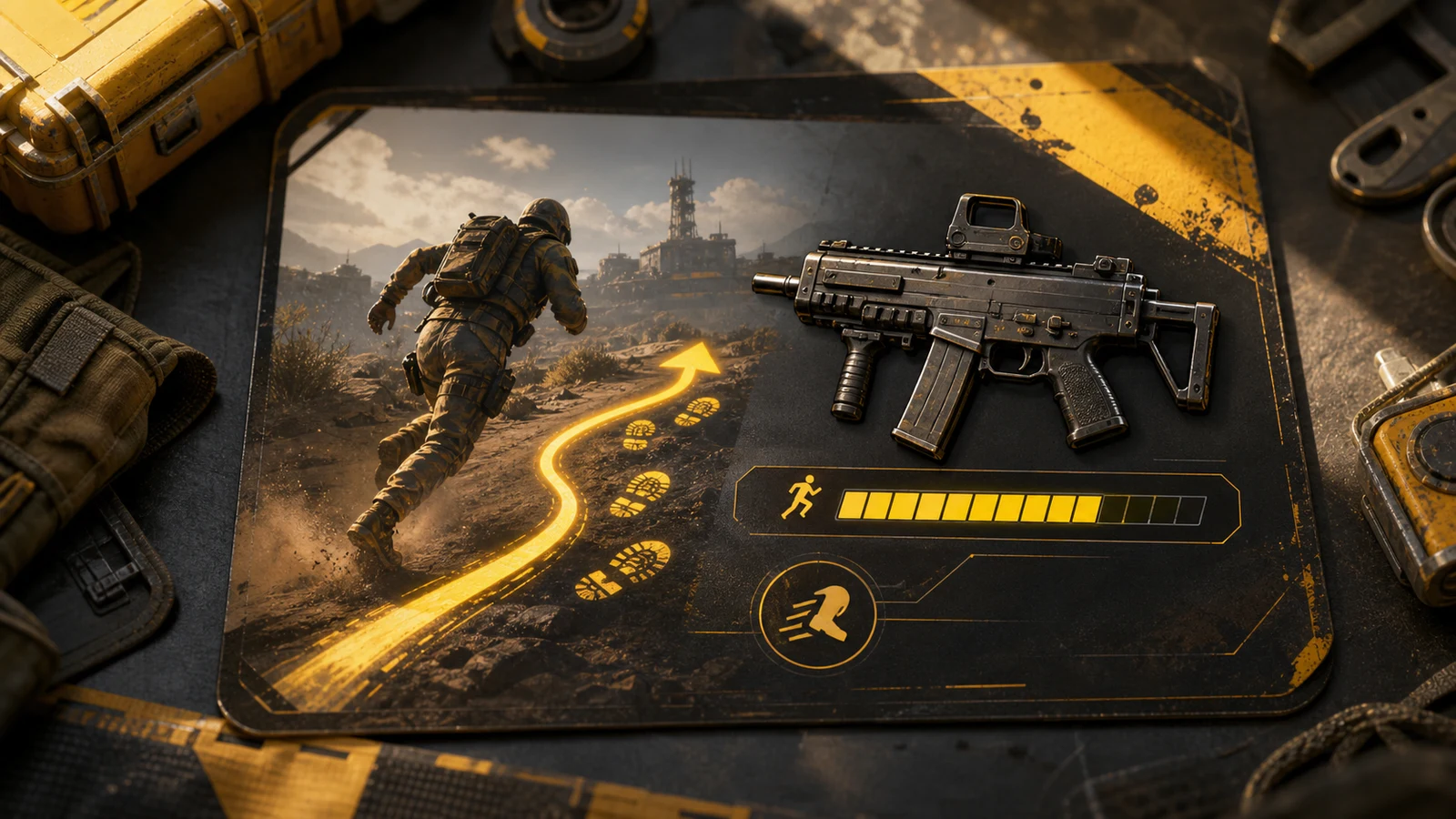 Mobility badge with sprint route and stamina signal