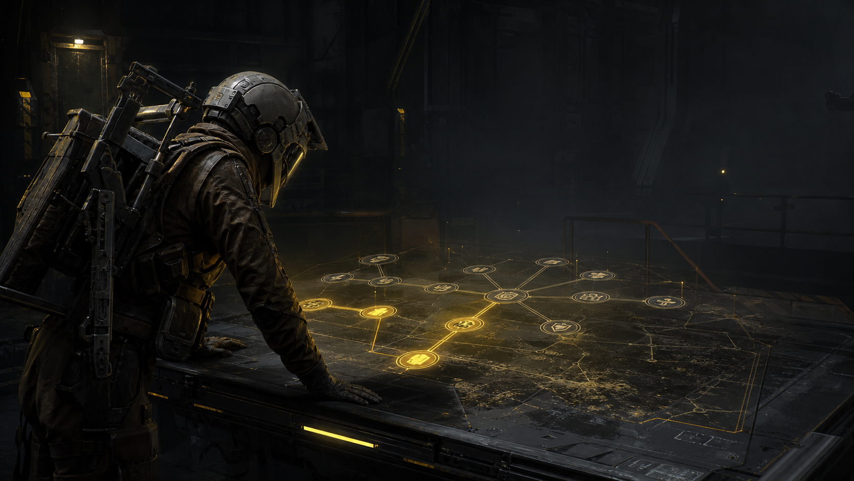Young Raider overlooking a ruined industrial zone before a first major run